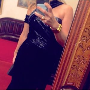 Terani Couture blue sparkle velvet gown size 4 Prom